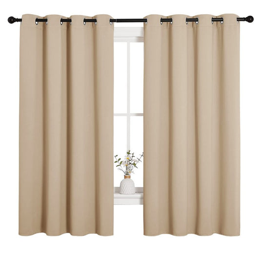 NICETOWN Room Darkening Curtain Panels for Cafe, Thermal Insulated Grommet Room Darkening Draperies/Drapes for Window (Biscotti Beige, 2 Panels, W55 x L68 -inch)