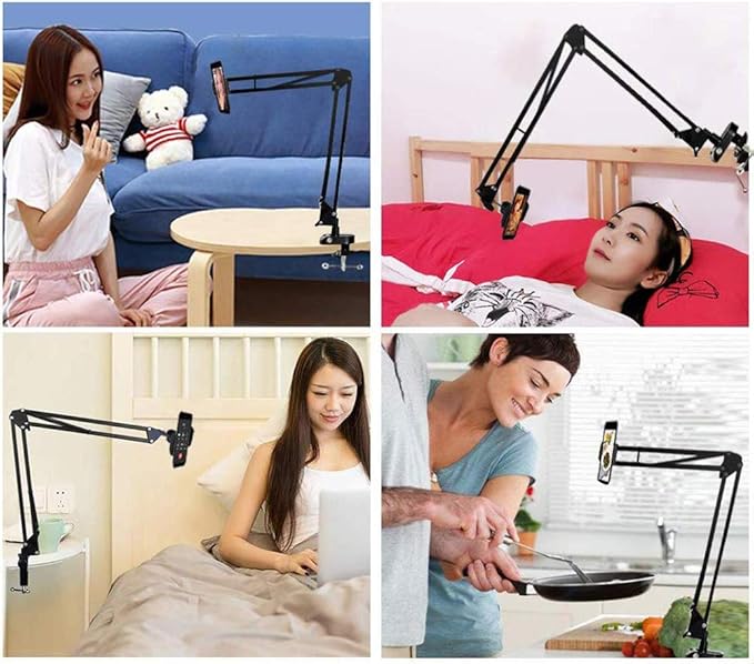LenTok Overhead Tripod Mount for Camera Webcam Ring Light, Flexible Over Head Arm for iPhone with Phone Holder and Ball Head, Table Stand Accessory for Phone Video Recording Live Stream