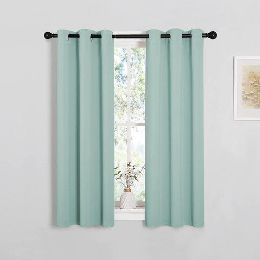NICETOWN Thermal Insulated Blackout Curtains - Room Darkening Grommet Drapes | Aqua Blue, Set of 2 (29x45")