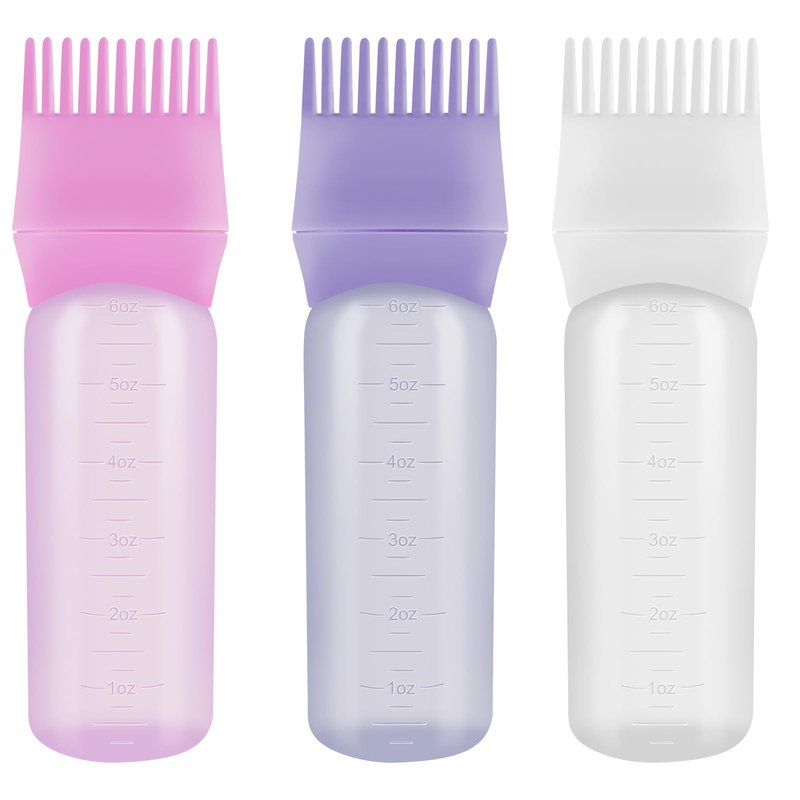 TAOTOP 3 Pack Root Comb Applicator Bottle, Oil Applicator for Hair Dye, Bottle with Graduated Scale