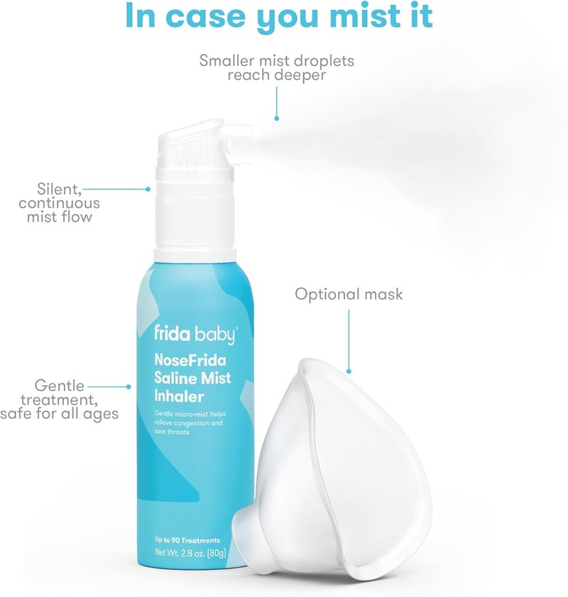 Frida Baby Saline Mist Nasal Inhaler - Decongestant Spray for Kids | Soothes Stuffy Nose & Sore Throat