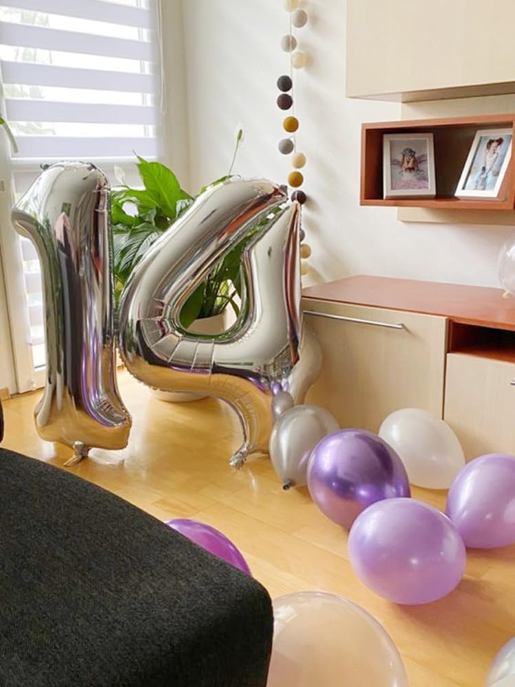Skiennix 40-Inch Silver Number Balloon - Glamorous 40th Birthday Party Decoration for Men & Women