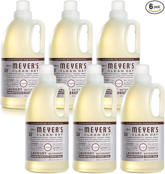 Mrs. Meyerâs Clean Day Lavender Laundry Detergent Concentrated Loads Per Bottle 64 Fl Oz (Pack of 6)