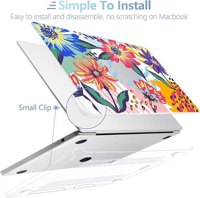MEEgoodo Case for M5/M4/M3/M2 MacBook Air 13 inch 2026 2025 2024 2022, Fit Model A3449/A3240/A3113/A2681, Case Compatible with MacBook Air 13.6-inch, Art Painted Flowers