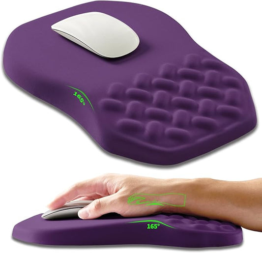 Armanza Ergonomic Slope Mouse Pad Wrist Support, Wrist Rest Mousepad for Carpal Tunnel Pain Relief with Massage Bulge and Slow Rebound Memory Foam (12x8 inch, Deep Purple)