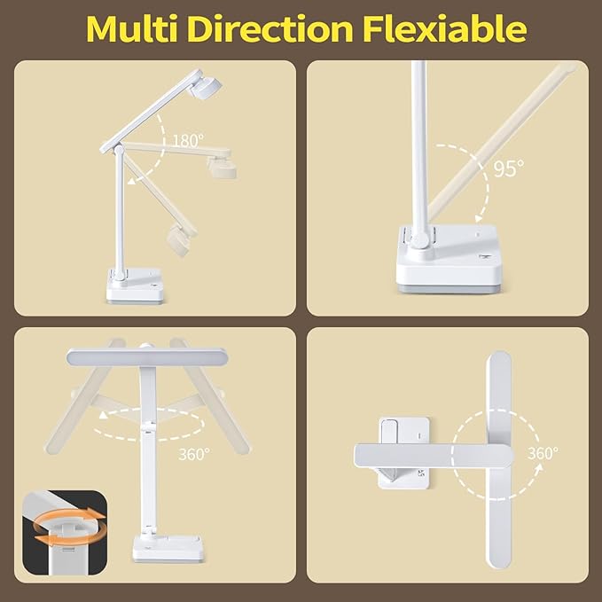 MAYTHANK Cordless Desk Table Lamp Reading Light Rechargeable Battery 4000mah, Tall & Large Light 50 LED,Touch 3 Modes,2 Ways Power,Dimmable, Bedroom Bedside Lamp,20 Inch
