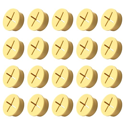 EASYEAH 20Pcs Desk Grommet, 3/4" (20mm) Yellow Silicone Cord Hole Cover, Flexible Rubber Wire Grommets, Wall Grommets for Cables Management, Table, Countertop, Cabinets and Furnitures Wire Organizer