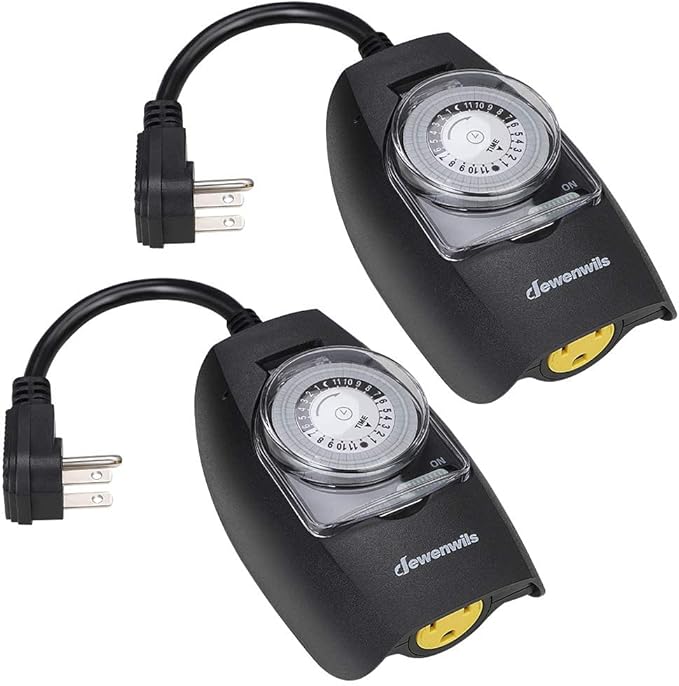 DEWENWILS Outdoor Light Timer Waterproof, 24-Hour Programmable Plug in Timer for Electrical Outlets, Holiday Decorations, String Light,13A 1/2 HP, UL Listed (Dial)
