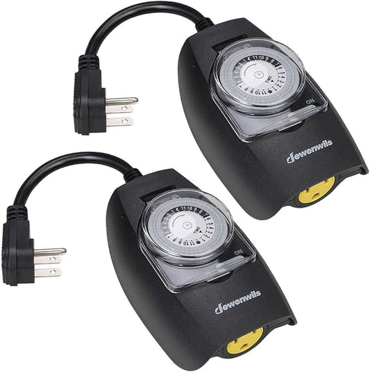 DEWENWILS Outdoor Light Timer Waterproof, 24-Hour Programmable Plug in Timer for Electrical Outlets, Holiday Decorations, String Light,13A 1/2 HP, UL Listed (Dial)