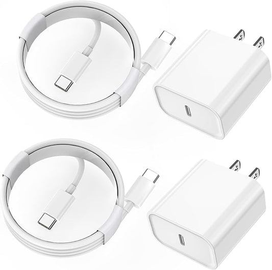 Phone Charger Fast Charging, 1Pack 20W USB C Fast Charger Block with Quick Charger Cord 3FT Long USB C Wireless Charging Pad