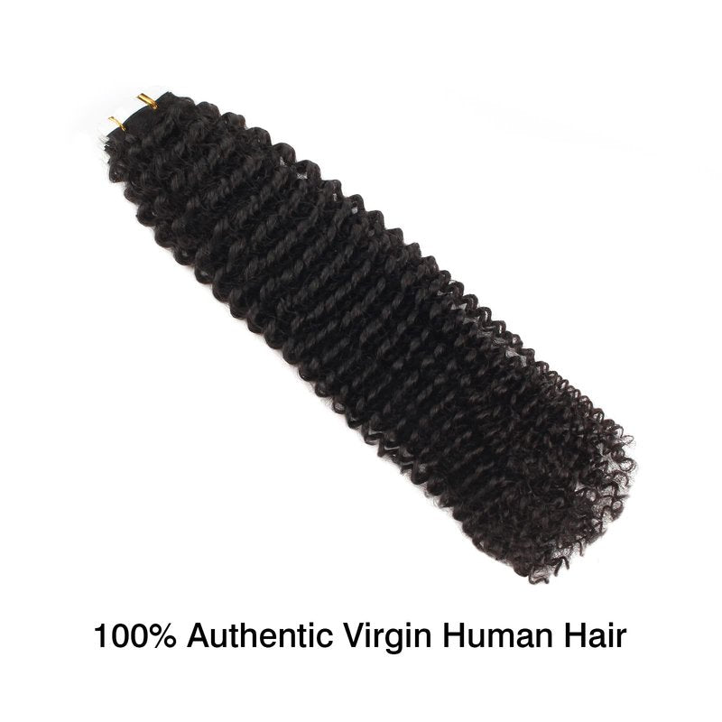 Lovrio Tape in Hair Extensions Human Hair Kinky Curly 50grams 20pcs Double Side Tape ins for Black Women Human Hair 18 inch Natural Black Soft hair Invisibe Curly Tape in Hair Extensions