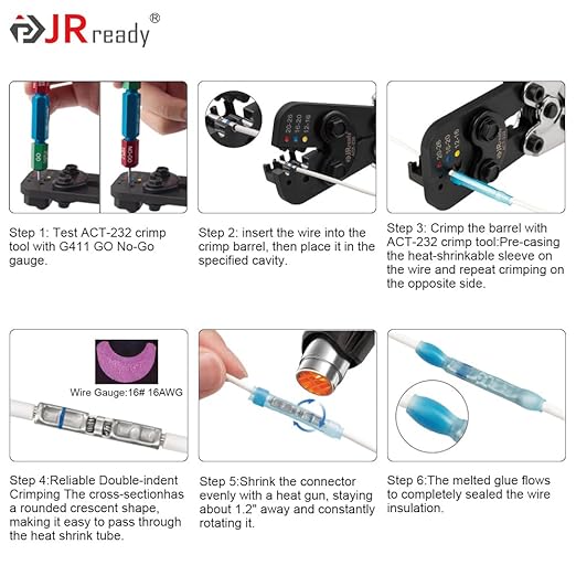 JRready 50Sets D-436 Series Heat Shrink Butt Splice Connector 20-16 AWG(D-436-37 M81824/1-2 Equivalent) IP68 Waterproof Blue Environmental Butt Splice with PVDF/PE Tubes ST6385-16-50 Wire Connectors