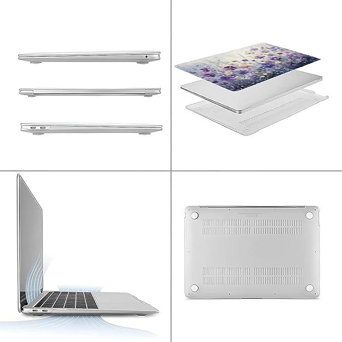 COTAIL Compatible with MacBook Air 13.3 13.6 Inch Case 2022 2021 2020 2019 Plastic Hard Shell Case Cover,13.6 Air (A2681) M2 2022, Purple Wildflowers