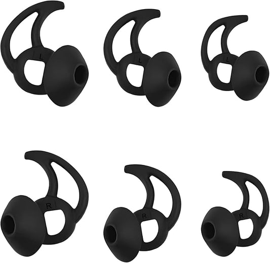 CYADCI Replacement Earbud Tips Silicone Ear Tips Compatible with Bose Quietcomfort and Sport Headphone Earbud Covers Eartips 3 Pairs S M L Black