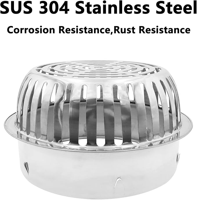 Roof Floor Drain,SAFYY 304 Stainless Steel Roof Drain Dome,Balcony Roof Dome Drain Cover,Yard Outdoor Anti Blocking Strainer,Gardens Gutter Cleaning Tool,Rain Bucket Drainage Parts (2, 160mm/6.3")