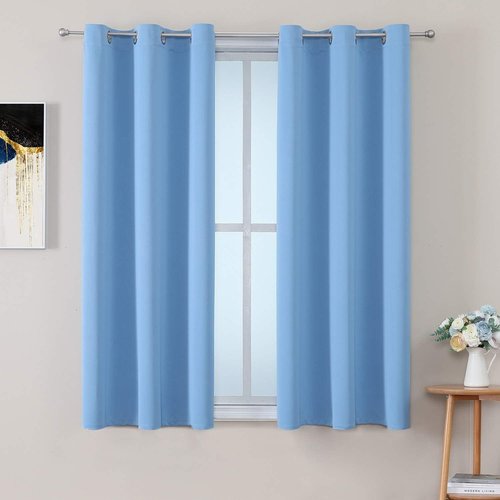 ChrisDowa Grommet Blackout Curtains - Thermal Insulated Room Darkening Panels, Sky Blue, 42W x 63L