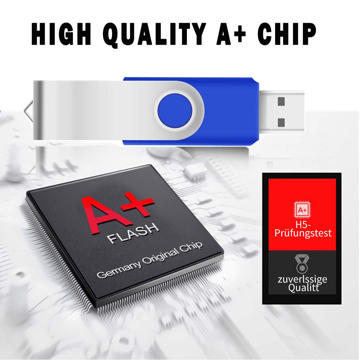 100-Pack of 1GB USB Flash Drive Bulk EASTBULL FAT32 Thumb Drive Pack (Blue)