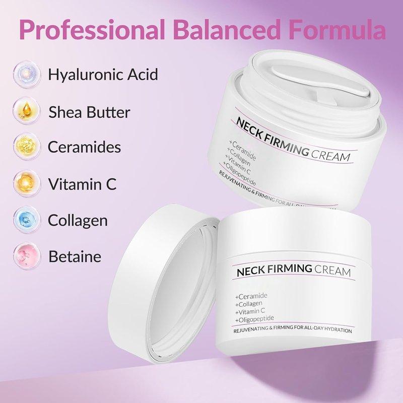 VicGFHS Neck Firming Creams for Tightening and Firming, Moisturizer Face Cream with Collagen, Hyaluronic Acid, Day & Night Anti-Aging Skin Tightening Cream for Neck, Décolleté & Face – 1.7Fl Oz