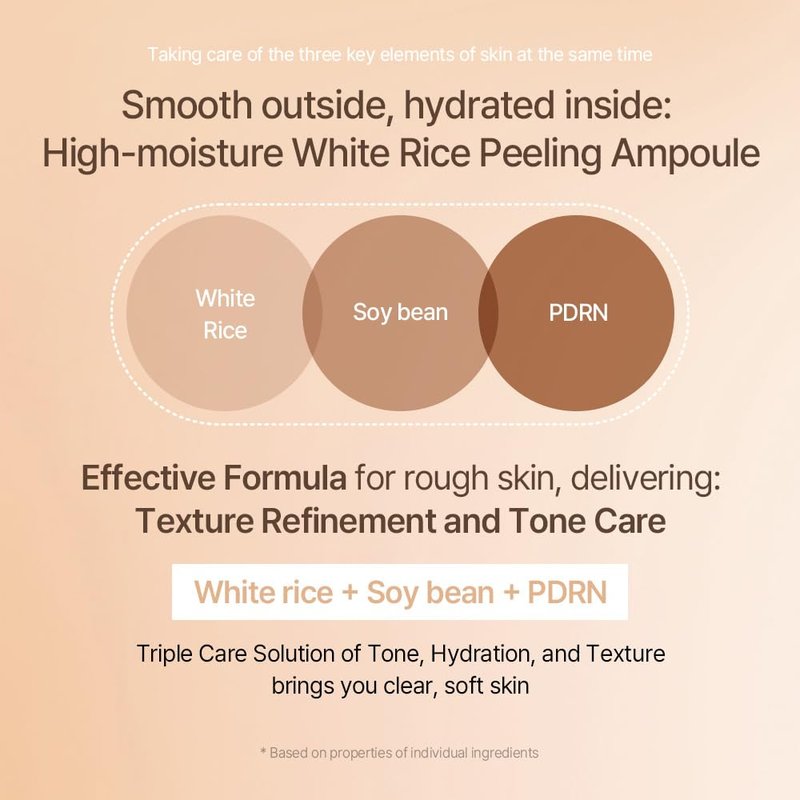 mixsoon White Rice Peeling Ampoule - White rice exfoliant, Gentle Exfoliating Serum for Smooth, Radiant Skin, Dead Skin Cells Remover 100ml / 3.38 fl.oz. Korean Glass Skin Care