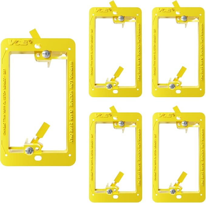 VCE Low Voltage Mounting Bracket (1 Gang, 5 Pack) for Single Gang Wall Plate, Telephone Wires, Network Cables, HDMI, Coaxial, Speaker Cables, Yellow