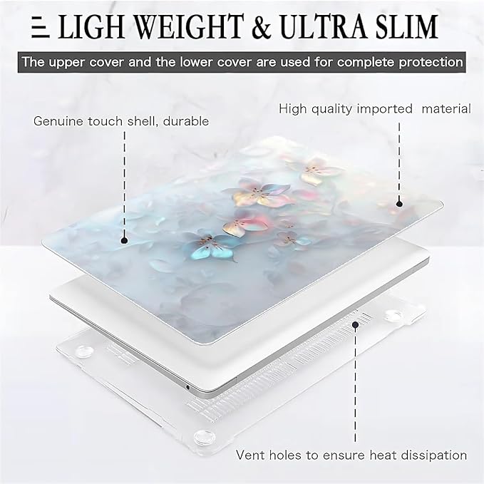 COTAIL Compatible with MacBook Air 13.3 13.6 Inch Case 2022 2021 2020 2019 Plastic Hard Shell Case Cover,13.3 Pro(A1706/A1708/A1989/A2159/A2289/A2338), Floral