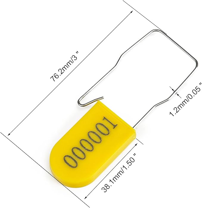 LeadSeals 500PCS Plastic Padlock Security Seals Metal Wire Padlocks Electric Meter Seal Disposable Anti-Tamper Lock Numbered Anti Tamper Tag Hasps Yellow