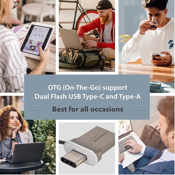 GIGASTONE 64GB 5-Pack Nano Luxus Dual USB Flash Drive, USB-C & USB-A, 100MB/s High-Speed Storage, Metal Design