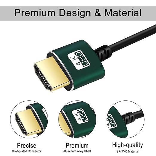Thsucords Thin HDMI to HDMI Cable 30FT 2 Pack, Ultra Slim & Flexible HDMI Cord Supports High Speed 4K@60Hz 18gbps 2160p 1080p