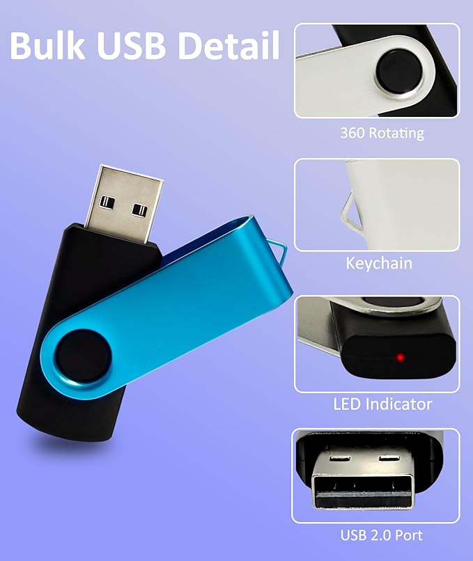 Nicepicten USB Thumb Drive 4GB USB Flash Drive 10 Pack Swivel Jump Zip Drive USB Memory Stick with 10PCS Lanyards - 4GB Colorful
