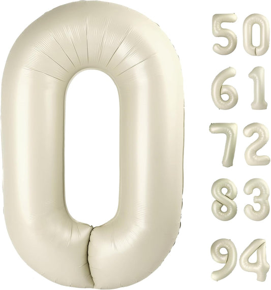 Regine Switzerland Cream Number Balloon - 40 Inch Celebration Decor for Birthdays | Elegant 0 Design