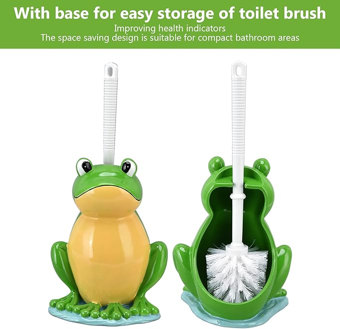Frog Shape Toilet Brush Set, Creative Bathroom Cleaning Brush with Holder, Ergonomic Handle, and Space Saving Design for Effective Cleaning
