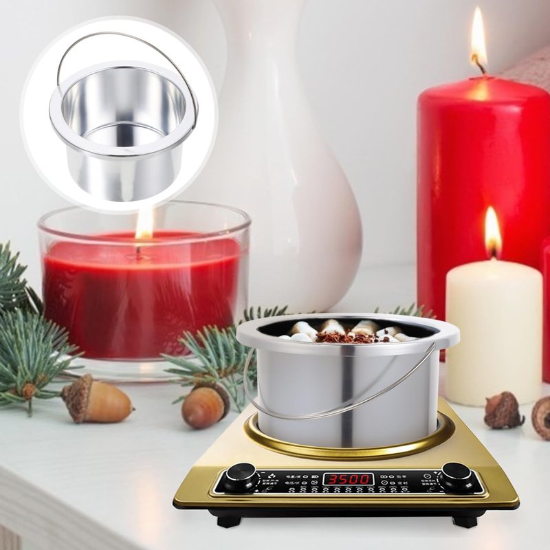 WOONEKY Hair Removal Wax Melting Container 4.92 Inch Aluminum Non-Stick Wax Heater Inner Pot with Ergonomic Handle for Home Salon Warmer Accessory