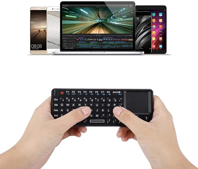 Serounder 2.4GHz Touchpad Keyboard,A8 Mini Rechargeable Ultra-Thin Mini USB Backlit Keyboard with IR Light for HTPC for /4 for 360 and ONE(QWERTY Keypad)