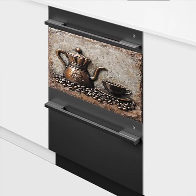 Retro Coffee Magnetic Dishwasher Cover for Kitchen Decorative, Coffee Lover Dishwasher Refrigerator Magnets Decor, Dish Washer Magnet Covers for The Front 23" x 17"