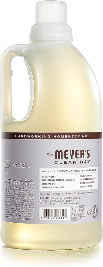 Mrs. Meyerâs Clean Day Lavender Laundry Detergent Concentrated Loads Per Bottle 64 Fl Oz (Pack of 6)