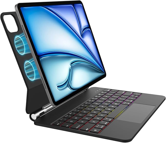 Magic Keyboard Case for iPad Air 11-inch (M4 2026/M3 2025/M2 2024) & iPad Pro 11 inch(1st/2nd/3rd/4th Generation,Backlight ,Magnetic Case with Multi-Touch Trackpad for Air 10.9 5th/4th (Cool Black)
