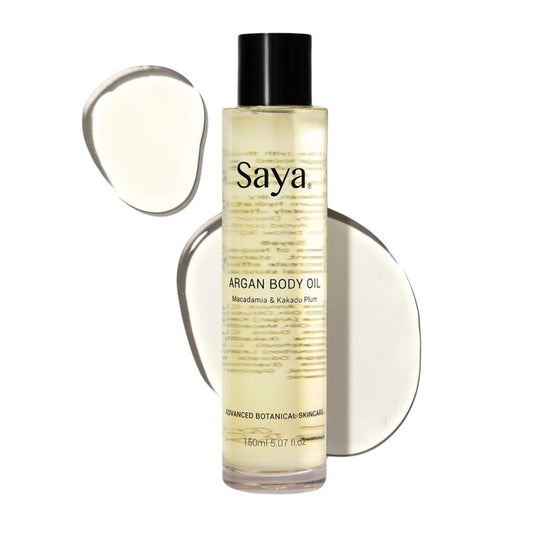 Saya Argan Body Oil | Luxurious Moisturizer Intense Hydration with Jojoba Oil, Sweet Almond Oil, Macadamia Oil Notes of Ylang Ylang Mandarin Peel, Cedarwood Leaves Skin Supple, Smooth, Rejuvenated 5oz