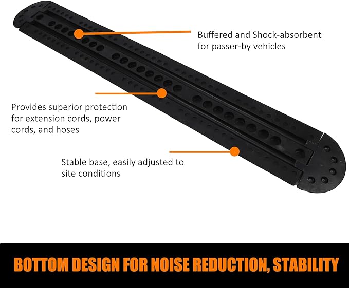7 Ft Heavy Duty Speed Bump for Road, 84" Rubber Speed Bumps for Driveway, 1 Pack 2 Channel Modular Traffic Speed Bump Hump Cable Protector Ramps for Asphalt Concrete Gravel with 2 End Caps, 6 Spikes