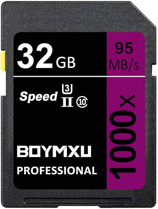 BOYMXU Professional 32GB Class 10 U3 Memory Card - Compatible with Computers, Cameras & Camcorders - Up to 95MB/s Read Speed - Purple/Black