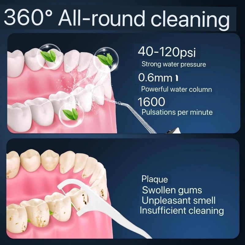 Water Flosser for Teeth Cleaning and Flossing | 4 Modes Rechargeable Cordless Oral Irrigator | IPX7 Waterproof | 300ml Water Tank Teeth Cleaner | Portable Electric Dentel Flossers for Home and Travel