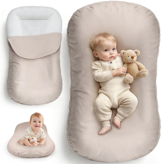Skiennix Extra Large Baby Lounger - Pure Cotton Infant Nest with Thick Support & Removable Cover | Ideal for Play & Care
