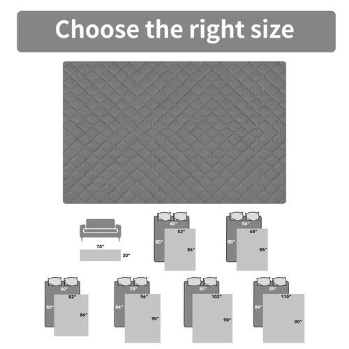Easy-Going 100% Waterproof Dog Bed Cover Reversible Leak Proof Couch Cover Washable Sofa Cover Furniture Protector Blanket for Pets Kids Children Dog Cat (68x86 Inch, Gray/Light Gray)