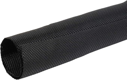 Black Braided Cable Management Sleeves Wire Loom Tubing Cord Protector Self-Wrapping (3/8"-12Feet)