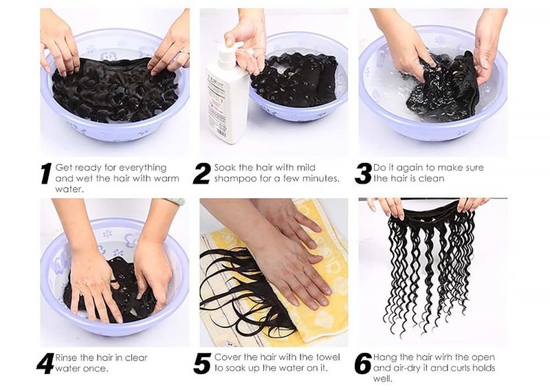 Water Wave Human Hair Bundles 14 16 18 Inch Deep Curly Bundles Human Hair Unprocessed Native Virgin Hair 100/PC 3 Extensions Natural Black Color 1B Wet and Wavy Human Hair Extensions for Women