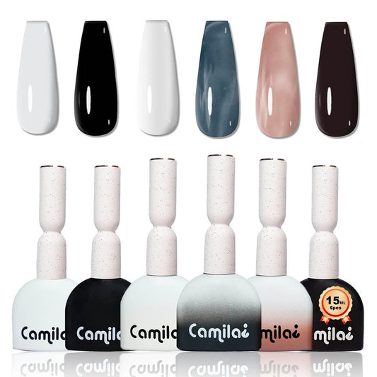 CAMILA ¿ 6pcs 15ml Gel Polish Set Nude Pink Brown Gel Nail Polish Kit Soak Off Fall Gel Polish Manicure Salon For Women L Set