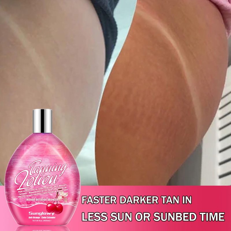 Sunglowy Tanning Lotion For Indoor Tanning Beds And Outdoor Sun With Tattoo Protecting Formula, Tanning Bed Lotion with Bronzer, DHA-Free, 13.5 Fl.Oz