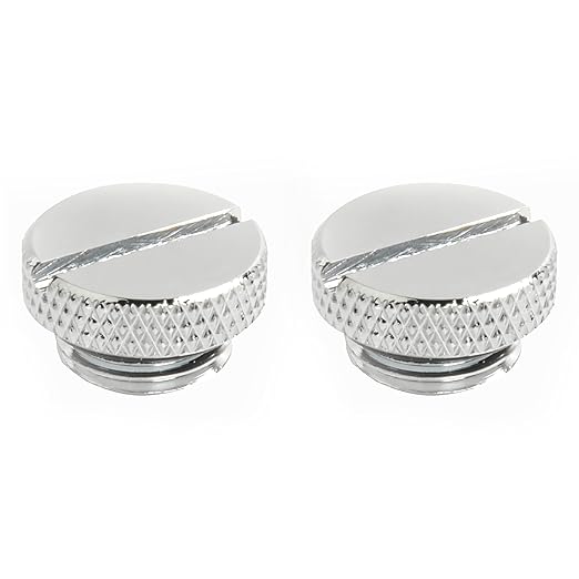 Dracaena 2 Pack G1/4" Thread, Thin Water Stop Plug Fitting with Coin Slot for Computer Water Cooling System, Durable Brass/Copper Material, Silver