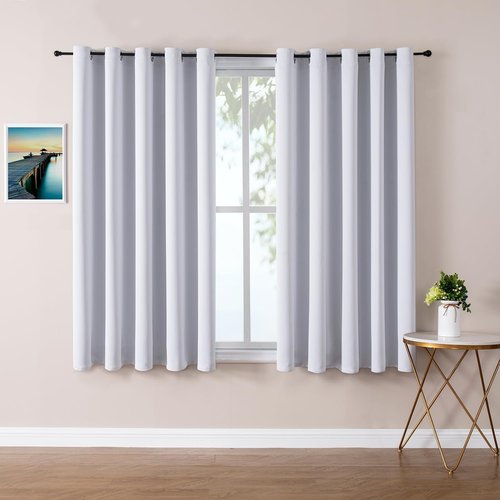 ChrisDowa Blackout Curtains - Thermal Insulated Room Darkening Panels, 70 x 63 Inch, Greyish White