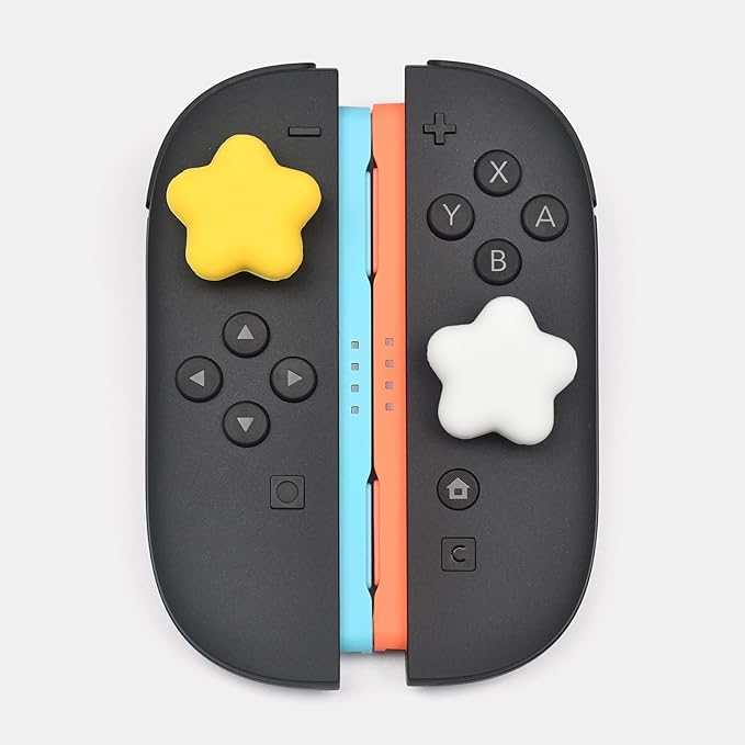 FAZNWUN Star-Shaped Thumb Grips for Nintendo Switch 2 4PCS Soft Silicone Joystick Caps, Yellow & White, Anti-Slip