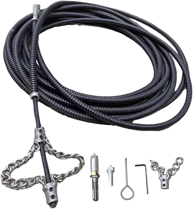 Flex-Shaft Sewer Descaling Chain,Drain Clog Remover,Gutter Cleaning Tools Drain Cleaner for Toilet Shower Kitchen Bathroom Tub Clogged Drains Opener Tool(400cm,Black)